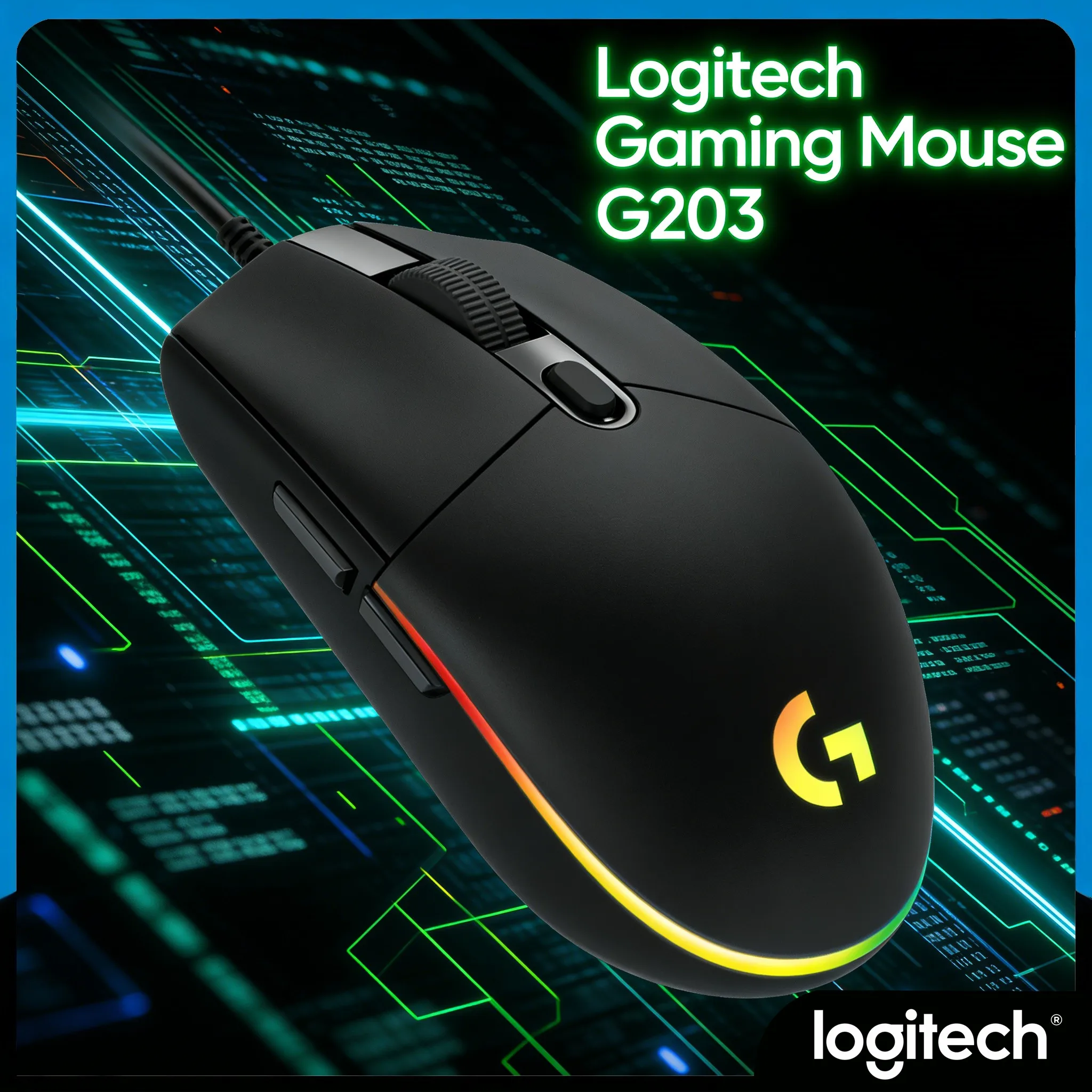 

Игровая мышь Logitech G203: идеальное соотношение частоты отклика для киберспорта, RGB-подсветка LIGHTSYNC