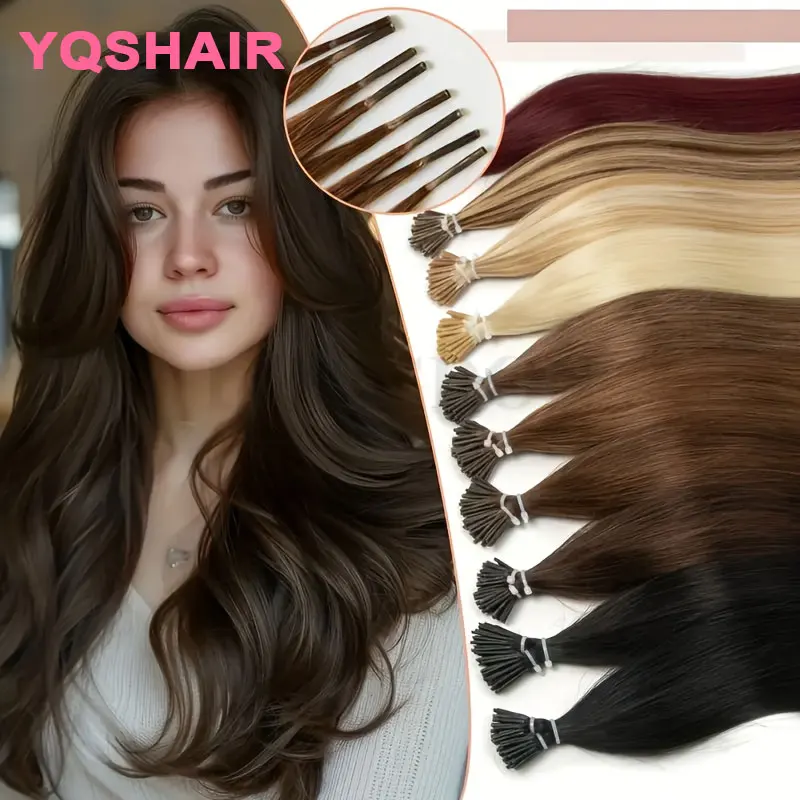 

Наращивание волос I-Tip: кератиновые капсулы, натуральные волосы Remy, 14-26 дюймов, предварительно склеенные, для наращивания методом Fusion