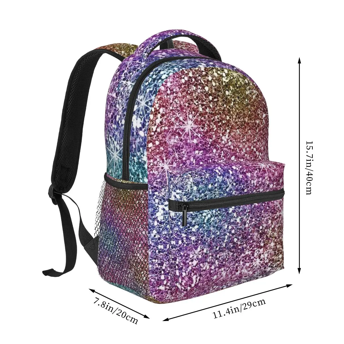 Rainbow Glitter Texture Backpacks Boys Girls Bookbag Children School Bags Cartoon Kids Rucksack Shoulder Bag Large Capacity