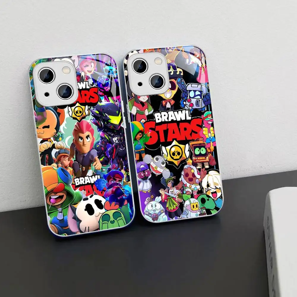 Funny B-Brawl Games S-Stars Anime Tempered Glass For Iphone 14 13 12 11 Pro Mini XS MAX 14Plus X XS XR Cover
