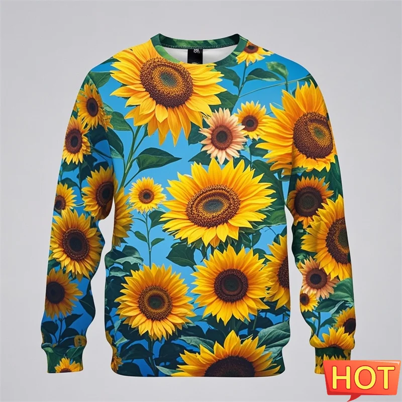 

Autumn 3D Yellow Plants Sunflowers Printing Sweatshirts Kid Funny Sunflower Graphic Round Neck Hoodie Unisex Fashion Sweatshirt