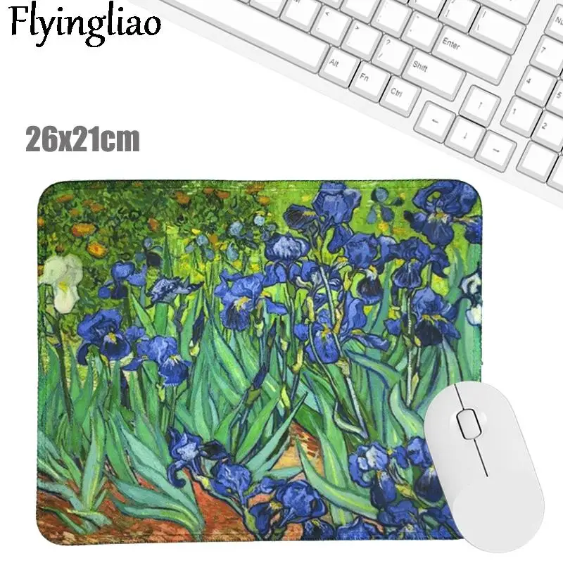 Van gogh Irises Painting Mouse Pad Pad Laptop Mouse Mat for Office Home PC Computer Keyboard Cute Mouse Pad Non-Slip Rubber