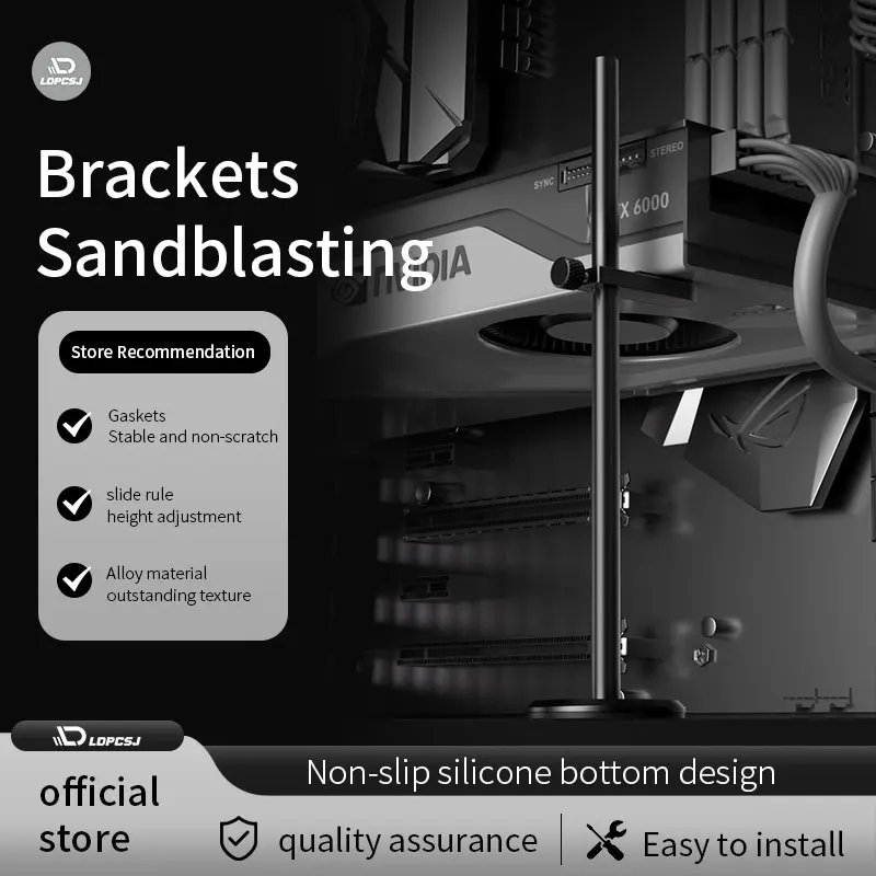 

LDPCSJ Кронштейн для видеокарты, опорный кронштейн из алюминиевого сплава, кронштейн для корпуса компьютера, кронштейн-компаньон, фиксированный домкрат, вертикальный м