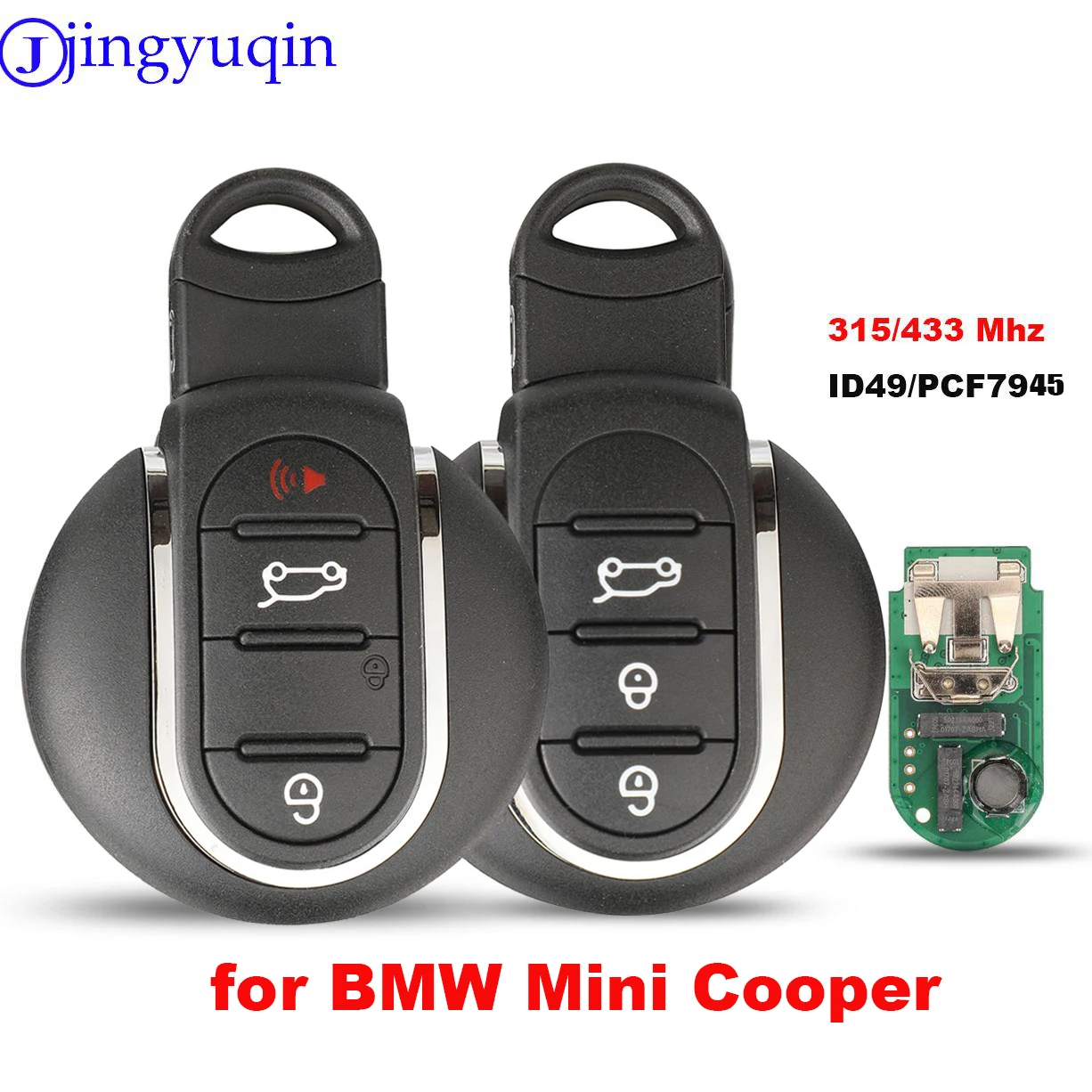 jingyuqin Intelligenter Fernbedienungs-Autoschlüssel 315/433MHz ID49/PCF7945 für BMW Mini Cooper 2015 2016 2017 2018 mit Notfall-Schlüsselklinge