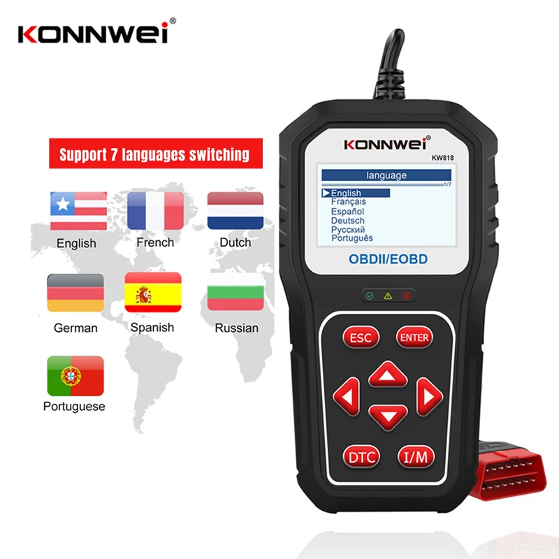 KONNWEI KW818 OBD2 Car Scanner Enhanced OBDII Automotive Car Battery Tester Diagnostic Tools 12V Engine Fualt Code Reader Tool