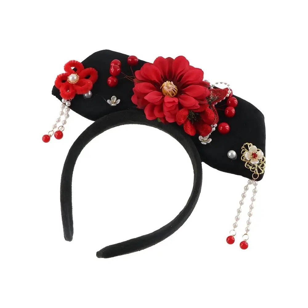 

Flower Chinese Style Headwear Bow Pearl Ancient Style Headband Antique Headband Face Wash Hair Band Hanfu Hair Clip Children