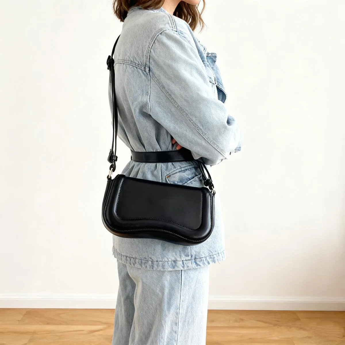 حقيبة كتف جلدية - حزام رفيع قابل للتعديل، تصميم أنيق بسيط، أنيق ومتعدد الاستخدامات لملابس اليومية غير الرسمية والأزياء