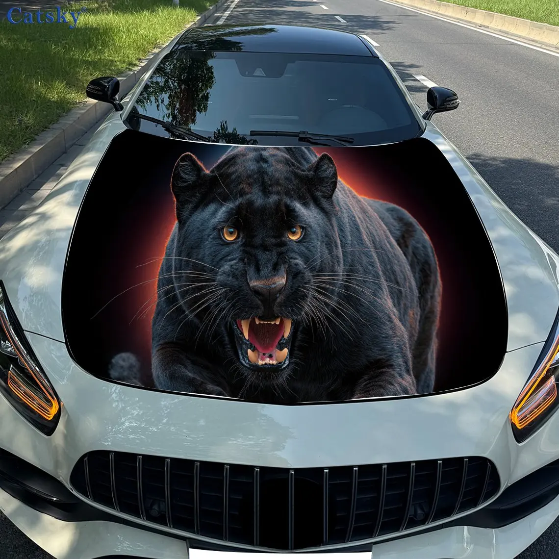 

Динамические ревущие животные, жестокая пантера, ПВХ автомобильные виниловые обертывания, самоклеящаяся водонепроницаемая наклейка на капот автомобиля, украшение автомобиля Prote