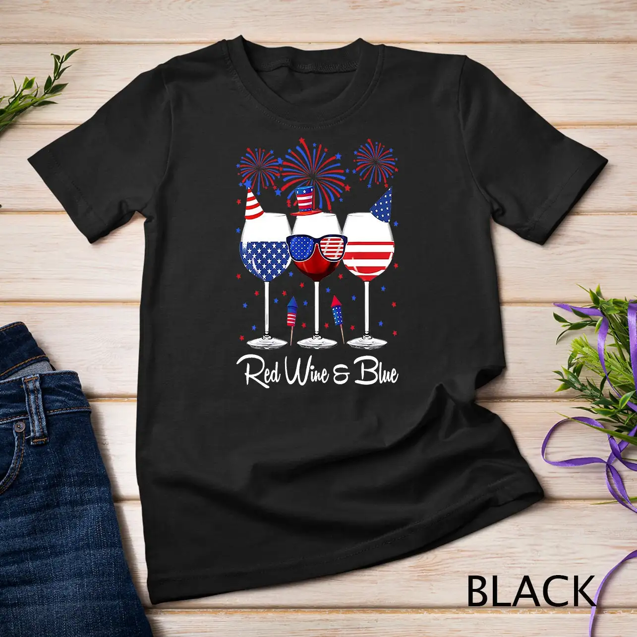 Red Wine Blue 4Th Of July White Glasses T Shirt Sweat