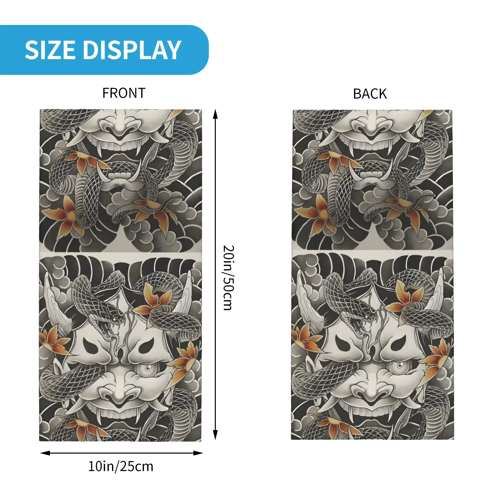 Custom Samurai Oni Demon Bandana Neck Warmer Men Women Winter Ski Tube Scarf Gaiter Scary Ghost Face Cover