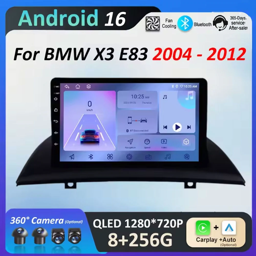 

Bluetooth Android 16 for BMW X3 E83 2004 2005 2006 - 2012 Car Radio Multimedia Player DSP Stereo GPS 4G Split Screen Cooling Fan