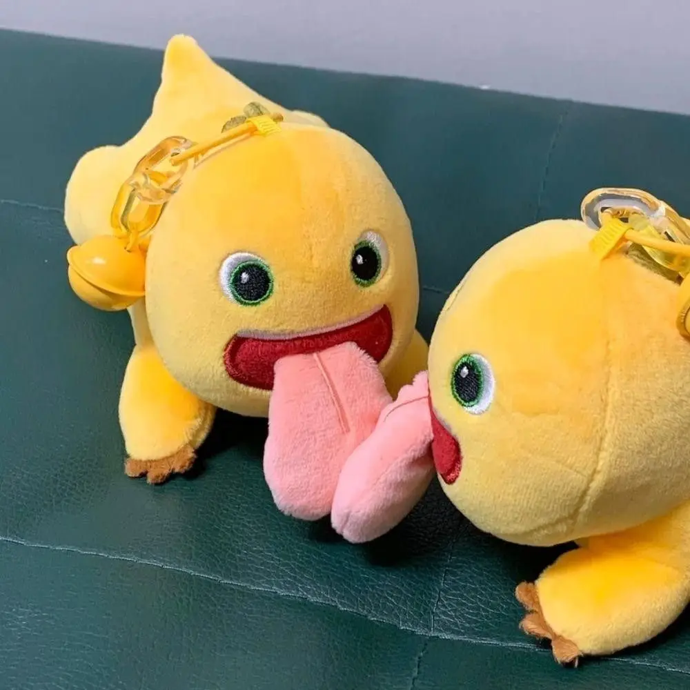 Simpatico ciondolo magnetico in peluche con drago di latte con lingua grande, cartone animato, drago di latte, bambola di peluche, portachiavi in peluche, portachiavi con drago di latte che si bacia