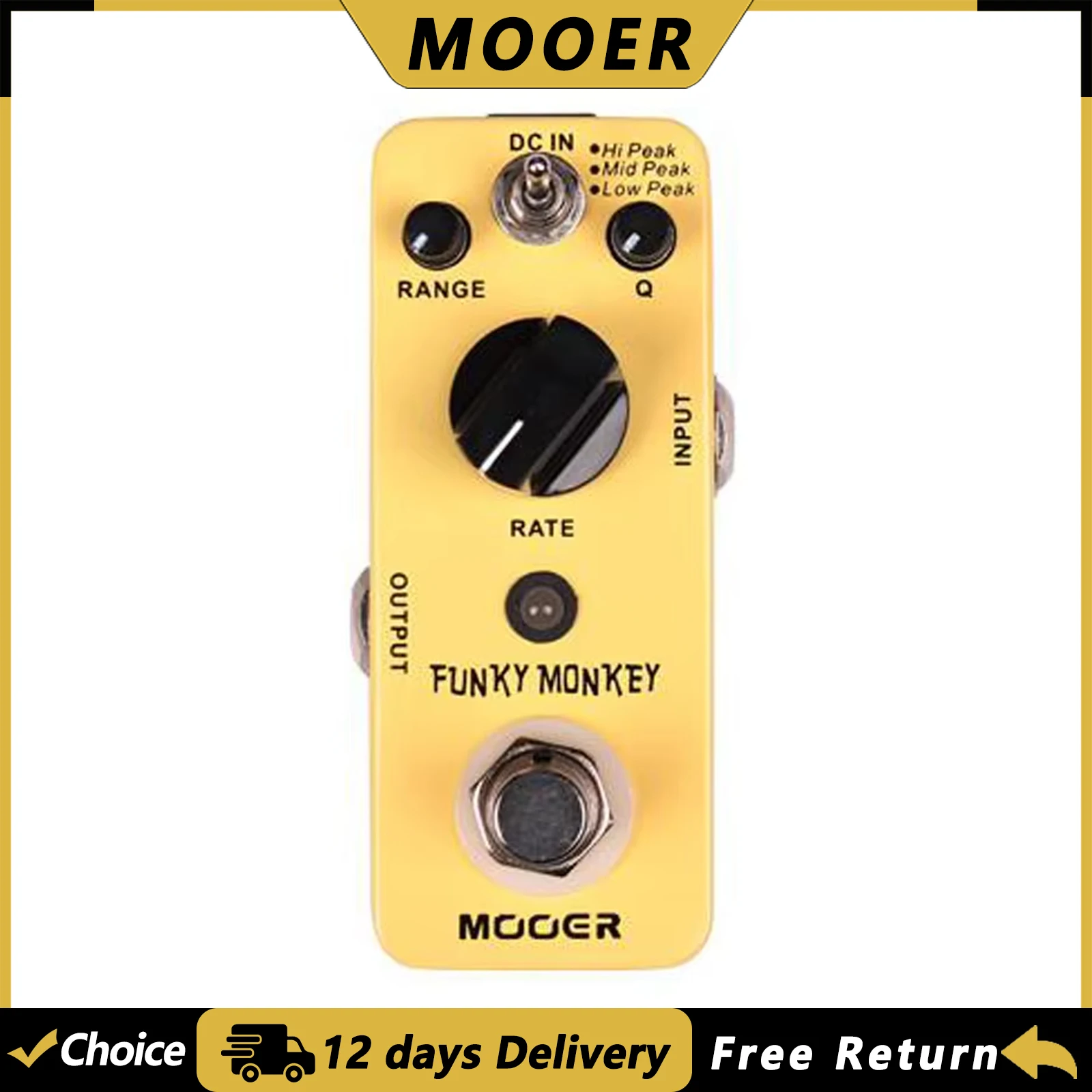 

Гитарная педаль эффектов MOOER Funky Monkey Auto Wah, 3 режима (Hi/Mid/Low Peak), True Bypass, металлическая, для электрогитар, запчасти и аксессуары