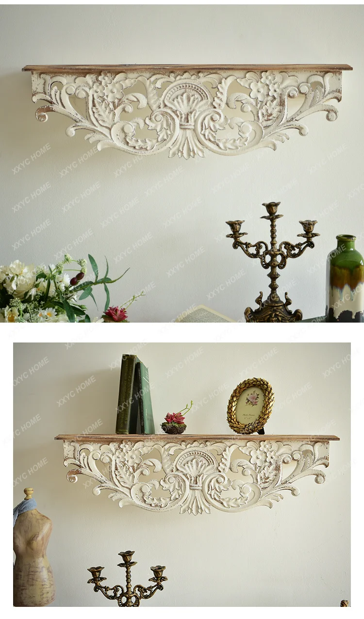 White Distressed Corbel Mantel Shelf, French Country, Living Room Decoration, 31 Inch