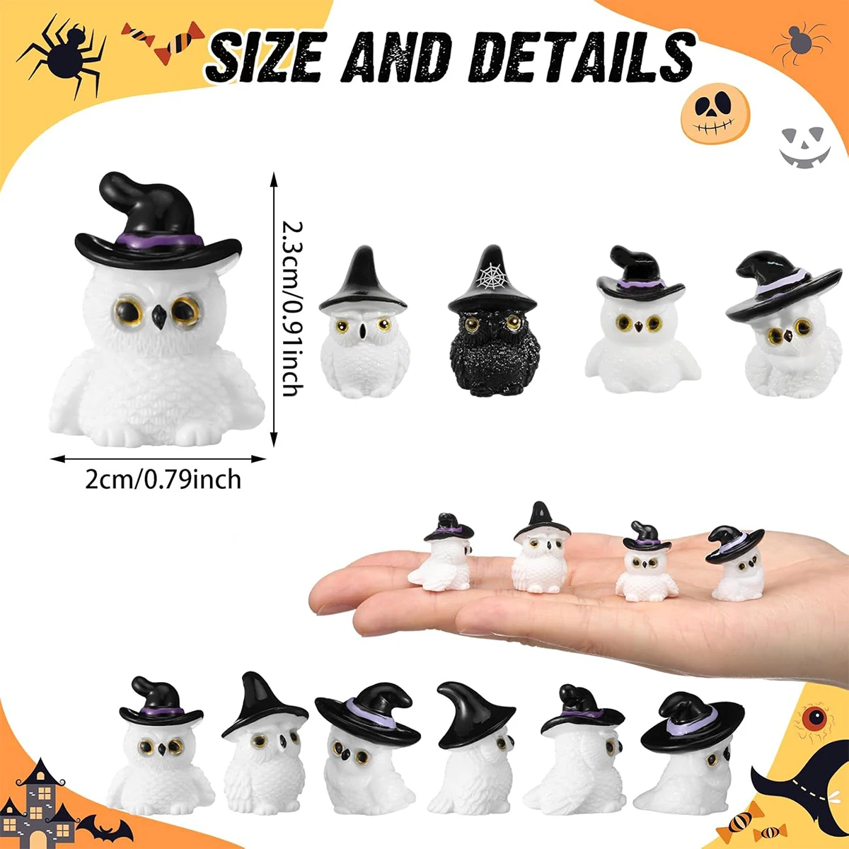 12/24 PCS Mini Resin Owl Figurines – Weather-Resistant Fairy Garden Ornaments, Party Favors & Indoor Outdoor Home Decor