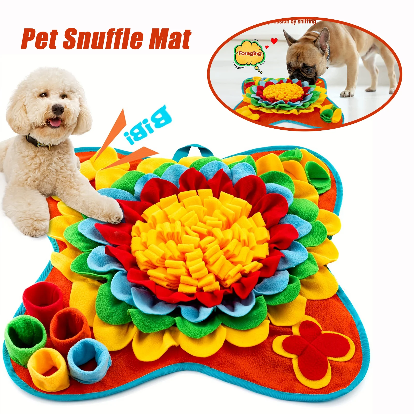 Dog Snuffle Mat for Pets Flower Shaped Cat Dog Slow Feeding Pad Training Blanket Interactive Puzzle Toys Pet Slowing Feeding Mat