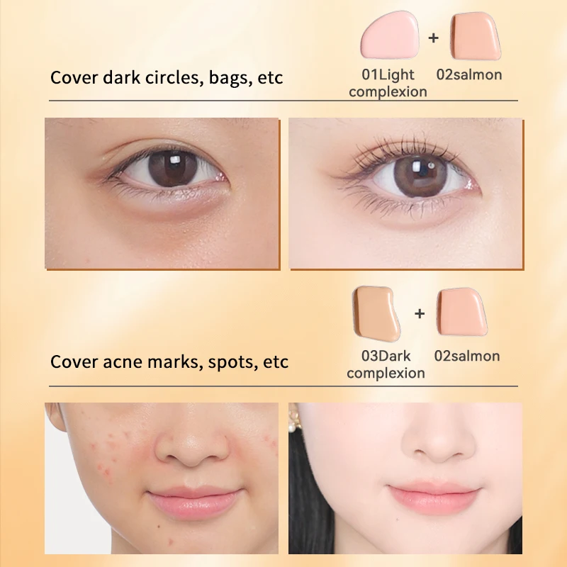 คอนซีลเลอร์พาเลท 3-in-1 กันน้ํา ติดทนนาน ปิดจุดด่างดํา ปรับสีผิวให้กระจ่างใส ครอบคลุมปานกลางถึงสูง