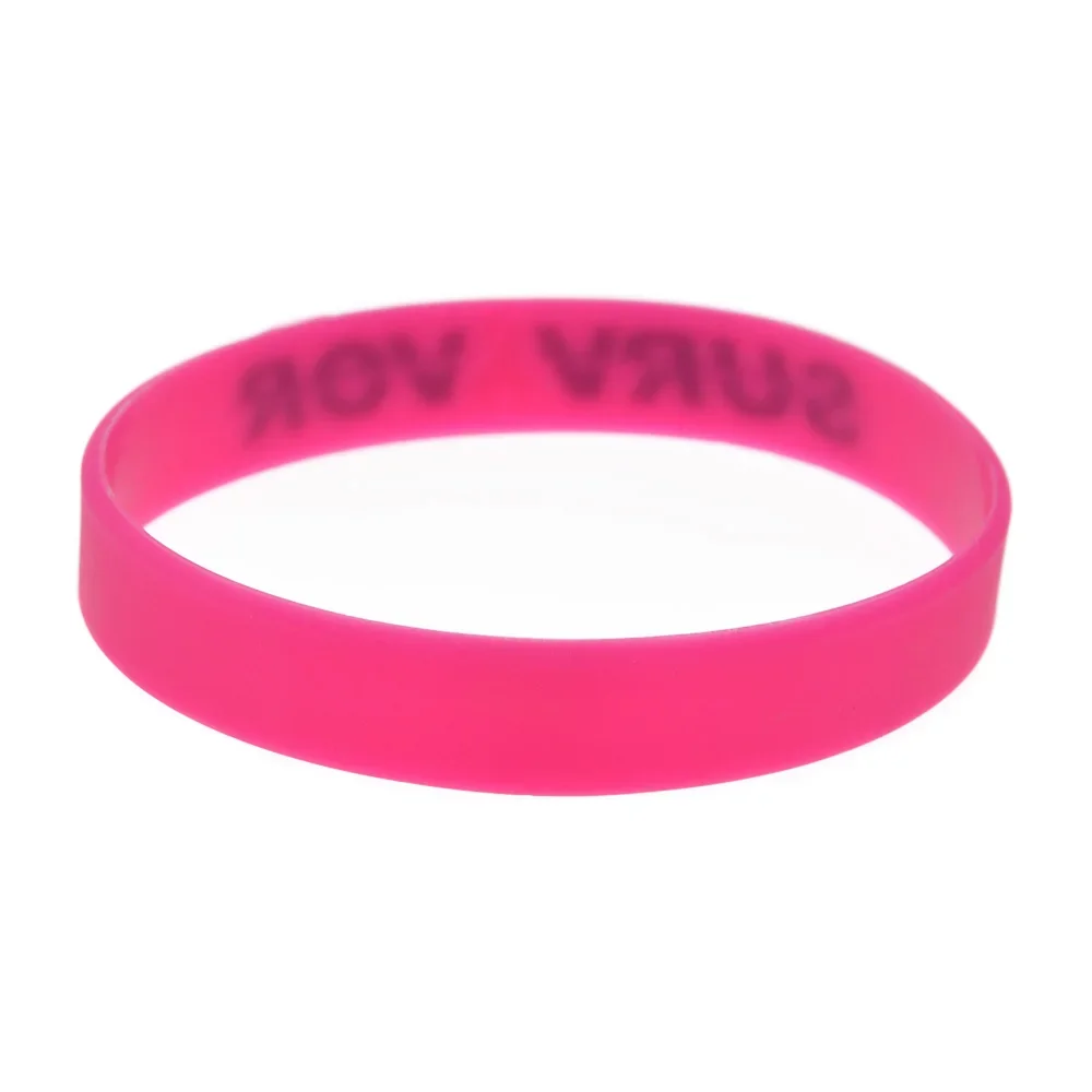 1 PC Survivor Ribbon Silicone Wristband for Cancer Awareness Pink Bangle