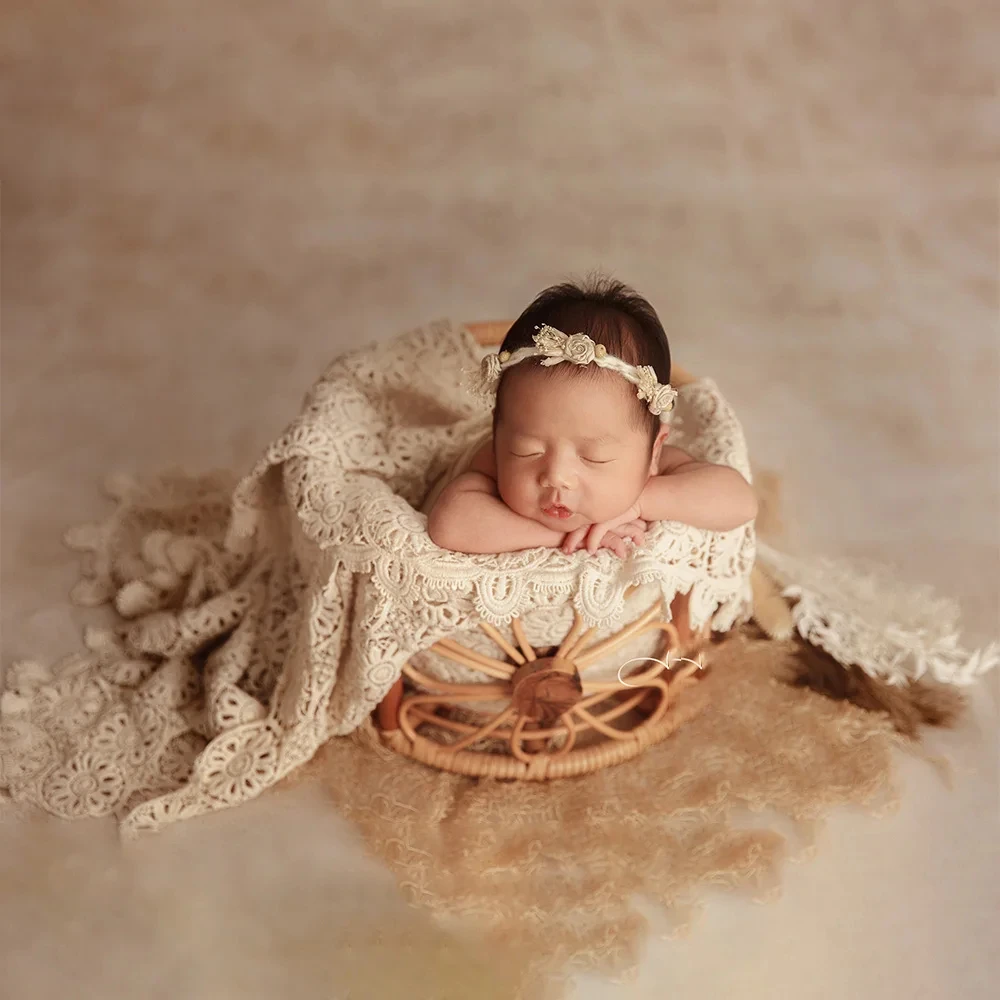 INS Style Baby Photography Props Newborn Photo Bow Headband Lace Background Blanket Studio Baby Posing Akcesoria do sesji zdjęciowej