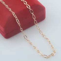 Shiny 4mm Women 585 Rose Gold Color Girls Smart Link Oval Chains Necklace Jewelry