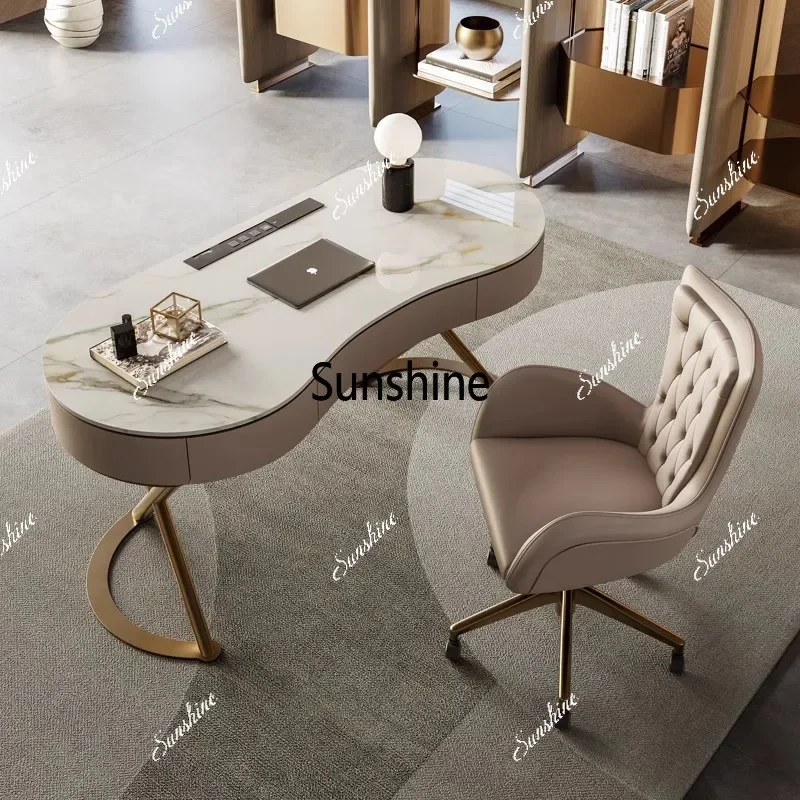 Light luxury rock slab desk boss office computer desk study writing deskTJ