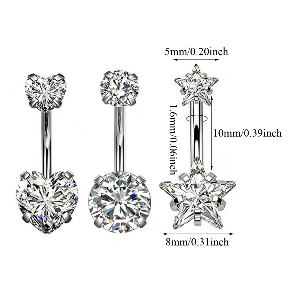 Navel Piercing Set Includes 2pcs Disposable Navel Self-Piercing Guns 1 Set Navel Piercing Rings And Clamps Piercing Supplies