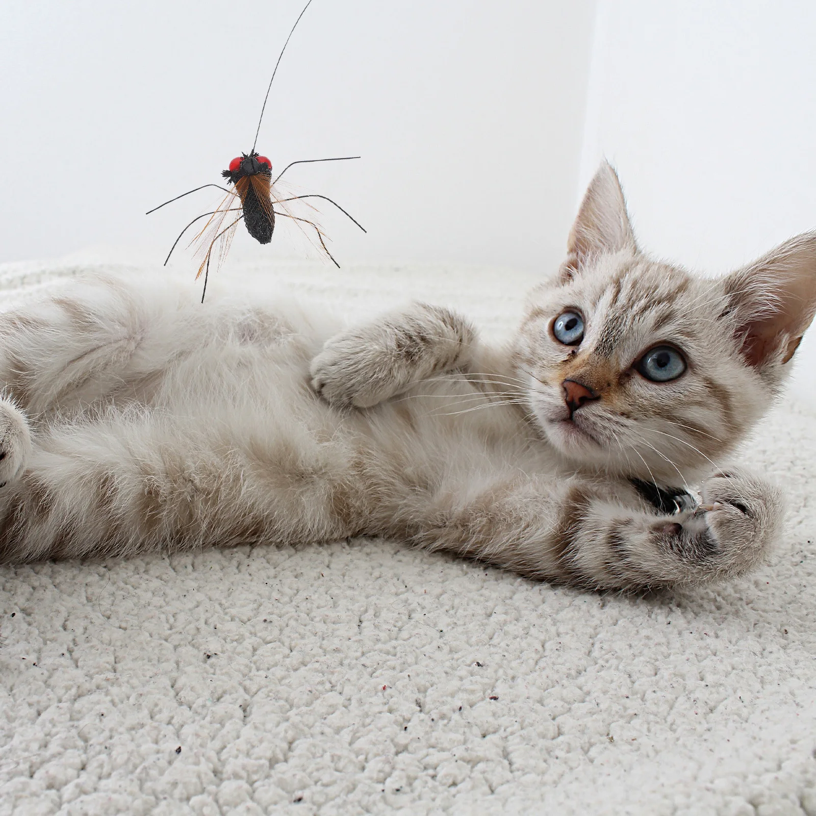 

2Pcs Cat Teaser Insect Refill Simulation Long String Kitten Interactive Indoor Enrichment Hunting Pet Accessories