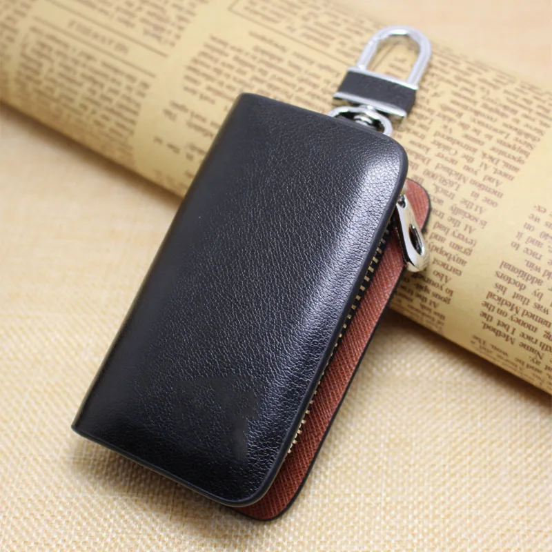 10 Pcs Universal High-grade Cow Genuine Leather Car Keychain Holder Case Bag Cover Key Fob Protector For Remote Key Fob