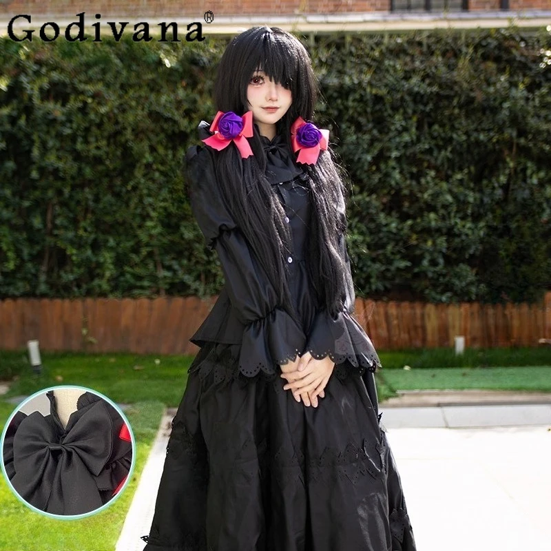 

Cosplay Costume Black Full Set Women Anime Date A Live Tokisaki Kurumi Skirt Suit Female Cute Lolita Uniform Skirt Outfits