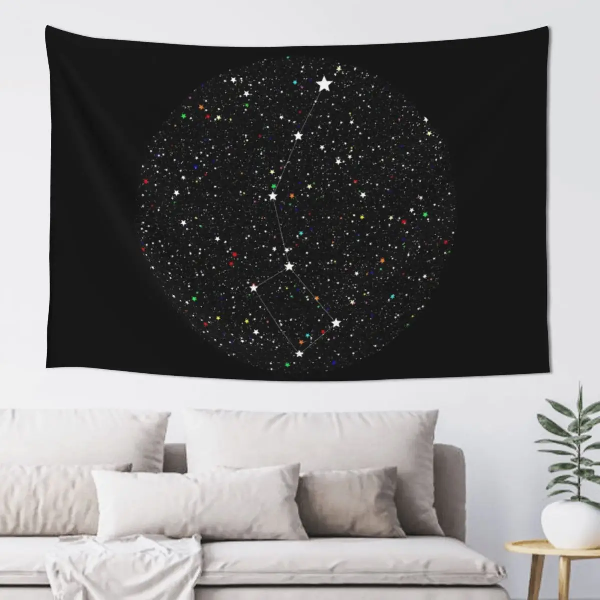 

Ursa Minor - Little Dipper star constellation on black background Tapestry Room Decor Tapestry