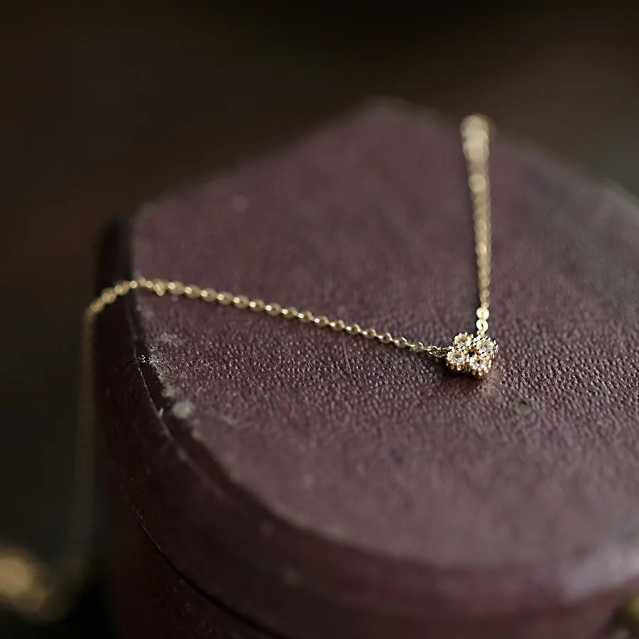 925 فضة مطلي 14K الذهب البسيطة الزركون زهرة قلادة قلادة للنساء الفتيات هدايا مجوهرات الأزياء #4