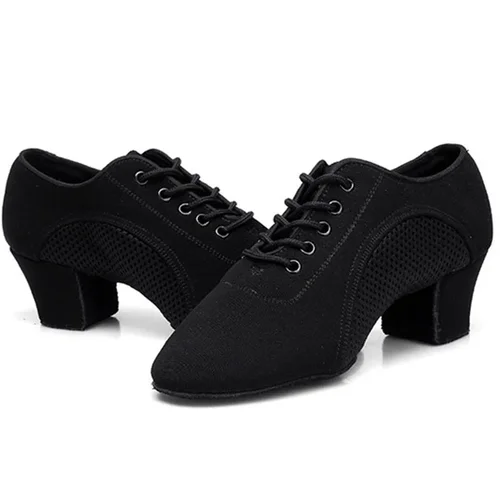 Imagen 2 del producto Zapatos de baile latino para mujer, zapatos de baile de salón de Jazz para adultos, zapatos de baile de Salsa negros para profesores, zapatillas de entrenamiento modernas para baile de Tango