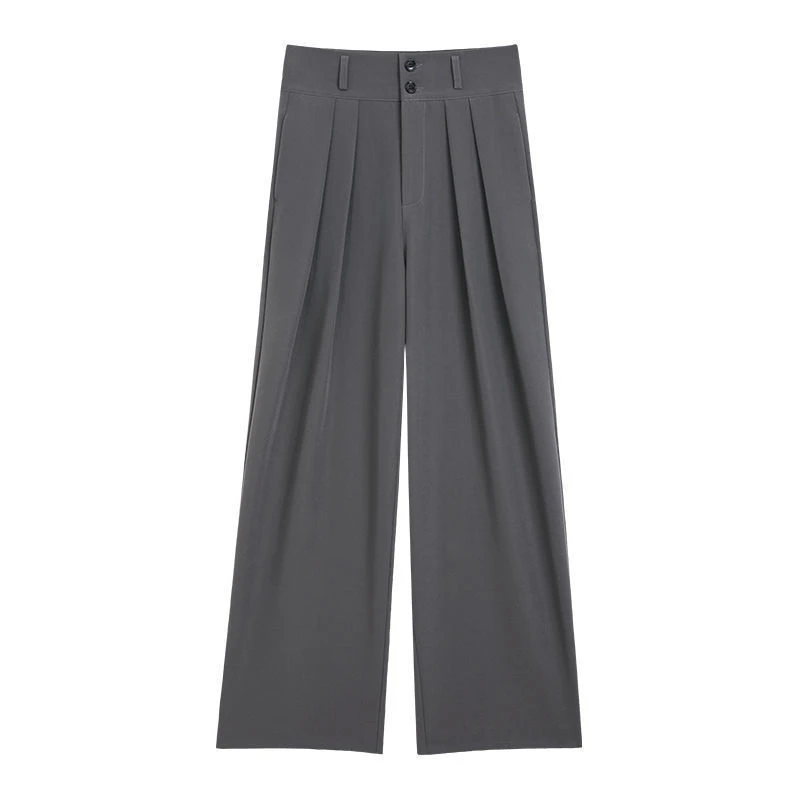 Casual High Waist Loose Wide Leg Pants Women 2022 Spring Autumn New Female Gray Black Suit Pants Ladies Streetwear Long Trousers