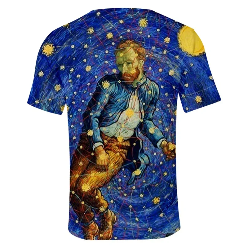 New Van Gogh Art Painting 3d Print T Shirt Starry Sky T-shirt For Men Short Sleeves Street Oversized Tops Women Classic Tee