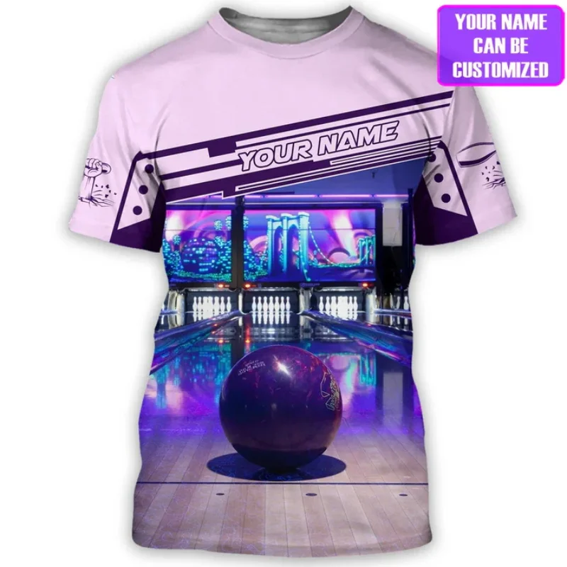 Custom Name Full Print Bowling T Shirt For Men Summer Short Sleeve Oversized Bowling Shirt New In Men Sport T Shirt Tops