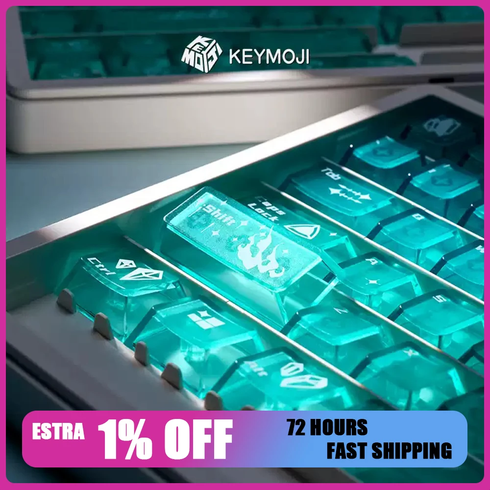 KEYMOJI Phosphophyllite Keycaps Gem series theme wooting Keyboard Keycaps Original ROG scrub full set of green fog penetration