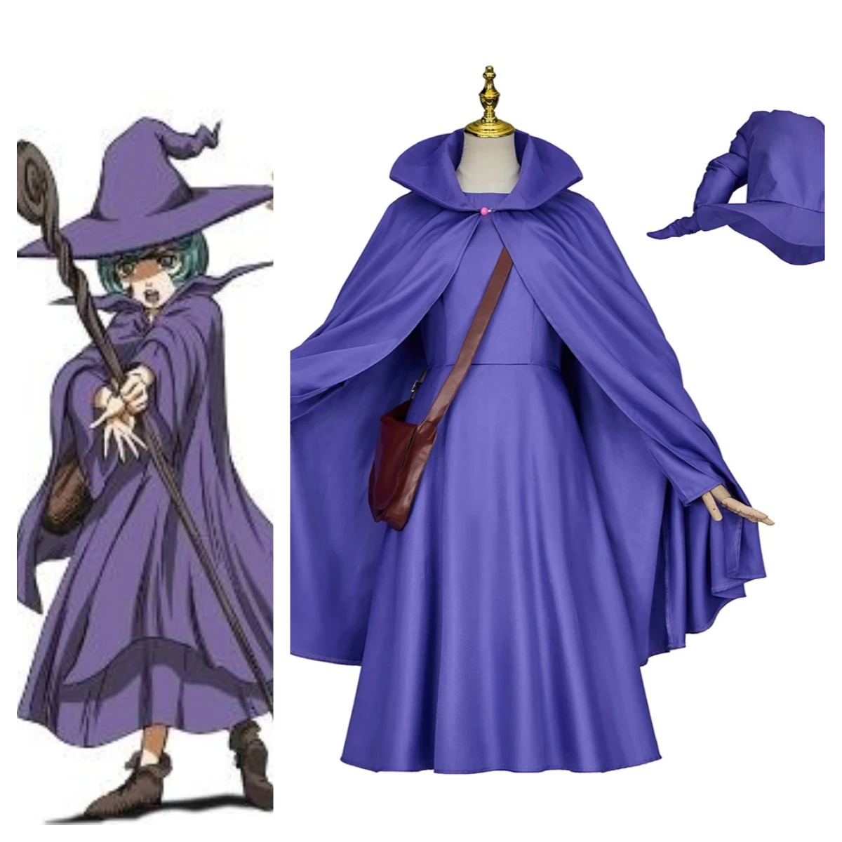 

Schierke Cosplay Costume Witch Outfit Purple Dress Cloak Hat Full Set Uniform Women Halloween Party Carnival Role Play Clothes