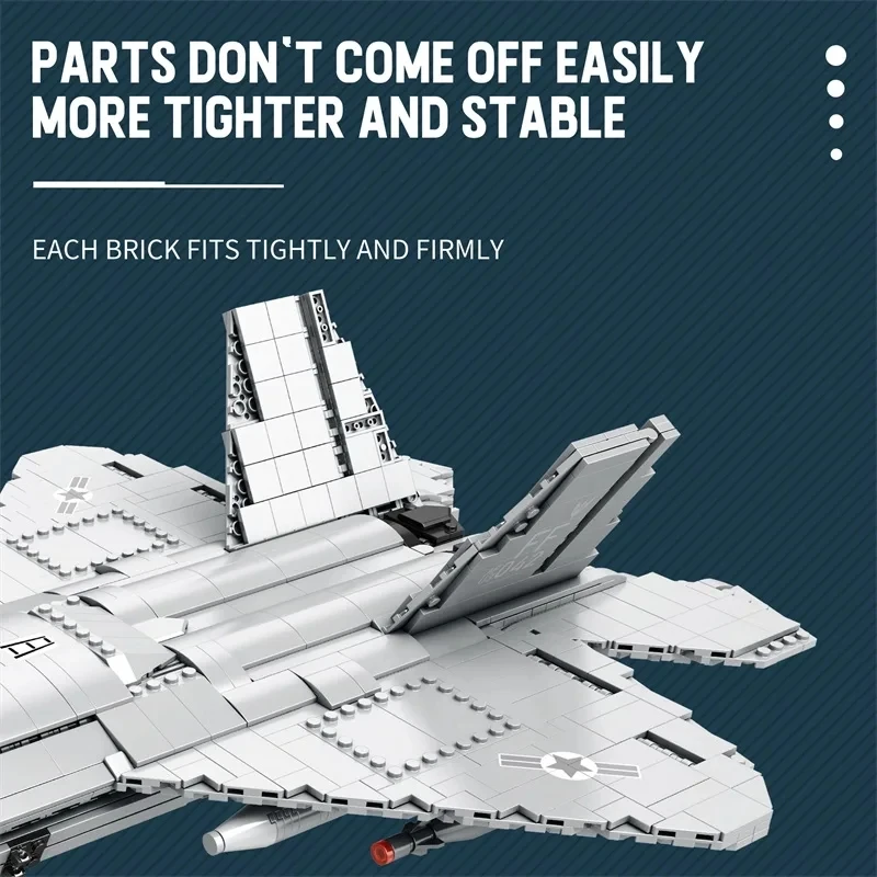 Kits de bloques de construcción de luchador sigiloso MOC F22 Raptor, bloques militares de la Segunda Guerra Mundial, muñecas soldados de la Fuerza Specia, juguetes de construcción para niños