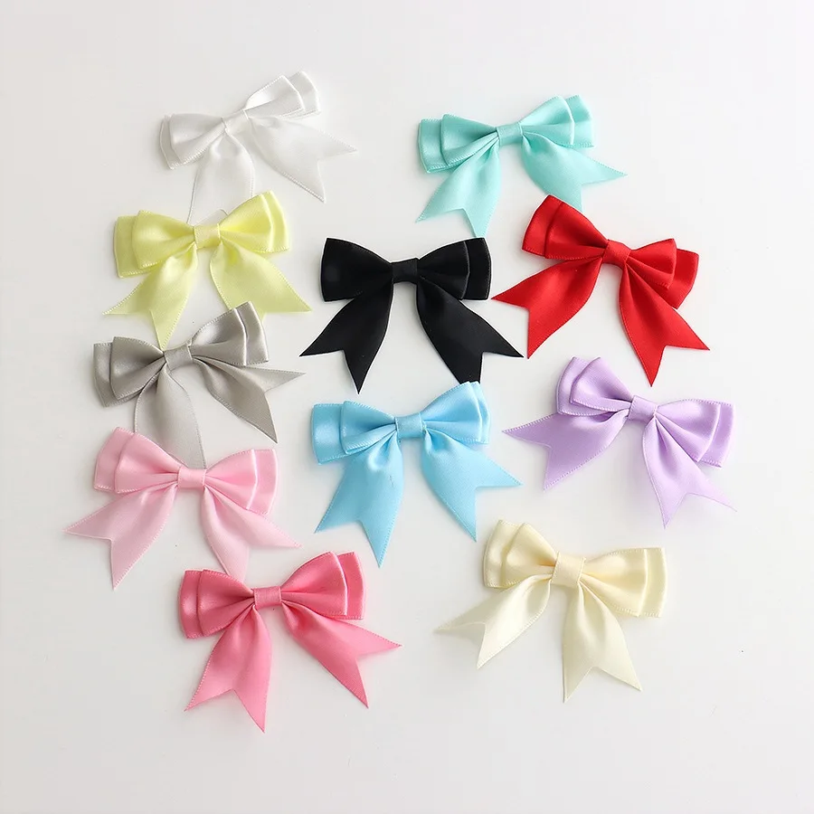 10 Stück/Set Satinband-Schleife Bunte Polyester-Doppelschicht-Schleife für DIY-Nähprojekte, Hochzeitsdekoration, Haarnadeln, Kleidungszubehör – Detail 7