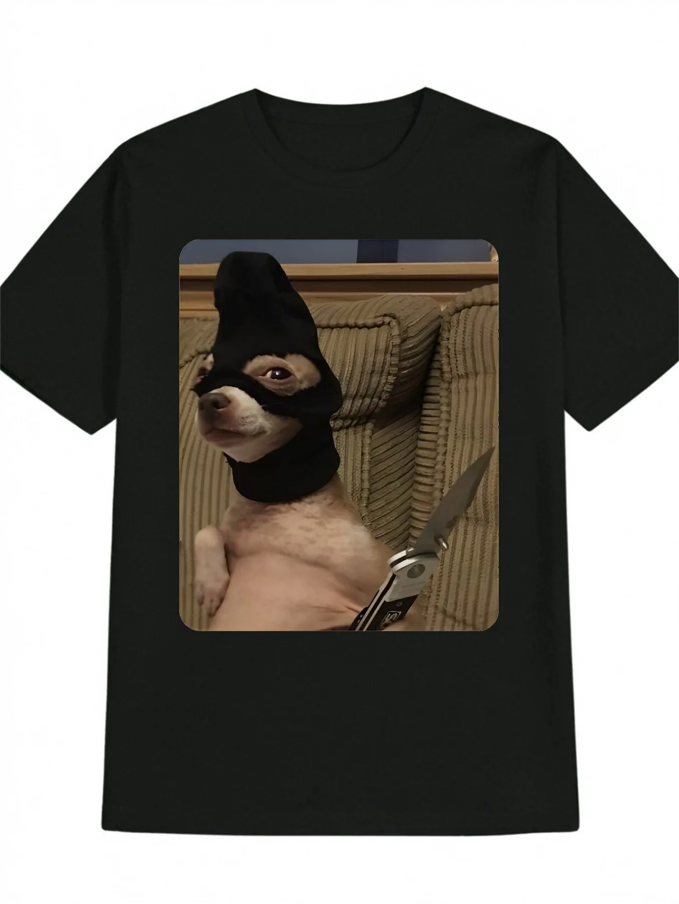 

Fun Dog Robber Meme Print Women's Casual Round Neck Short Sleeve Trendy T-Shirt Spring Summer Essential clothing