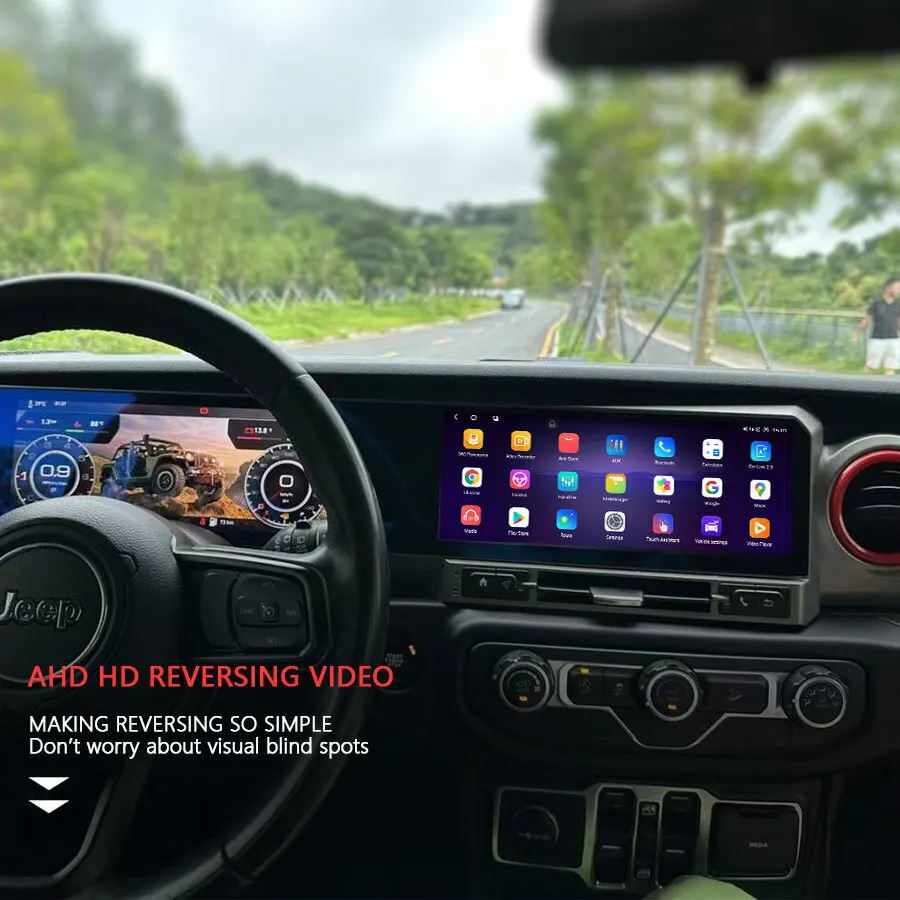 24.6inch Carplay For Jeep Wrangler 2018-2022 LCD Android Dual Screen Stereo Auto Car Radio Multimedia Video Player Navigation HU