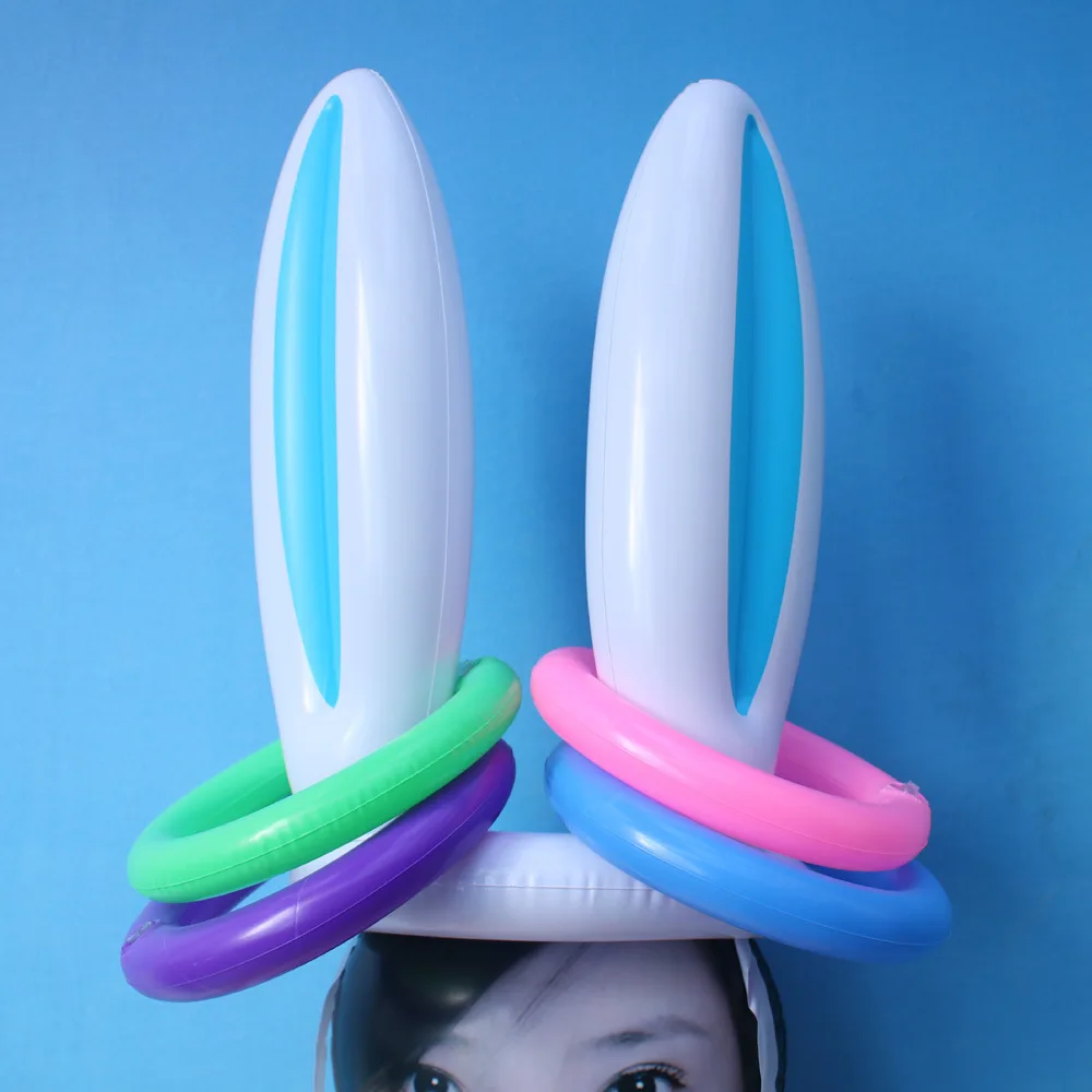 Easter Party Outdoor Toss Game Inflatable Bunny Ring Toss Game Easter Rabbit Ears Ring Toss Party Games Inflatable Toys Gift