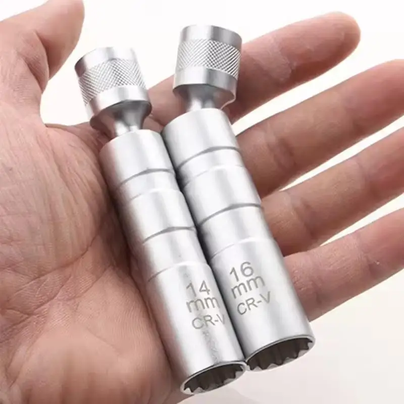 

Spark Plug Socket Wrench Adapter 14mm16mm Set Universal Joint With Magnetic Flexible Socket Thin Wall 3/8" Drive Car Repair Tool