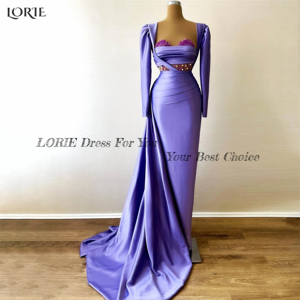 LORIE Light Purple Mermaid Evening Dresses Pleated Sweetheart Beaded Cap Sleeves Prom Dress Saudi Arabia Celebrity Party Gowns