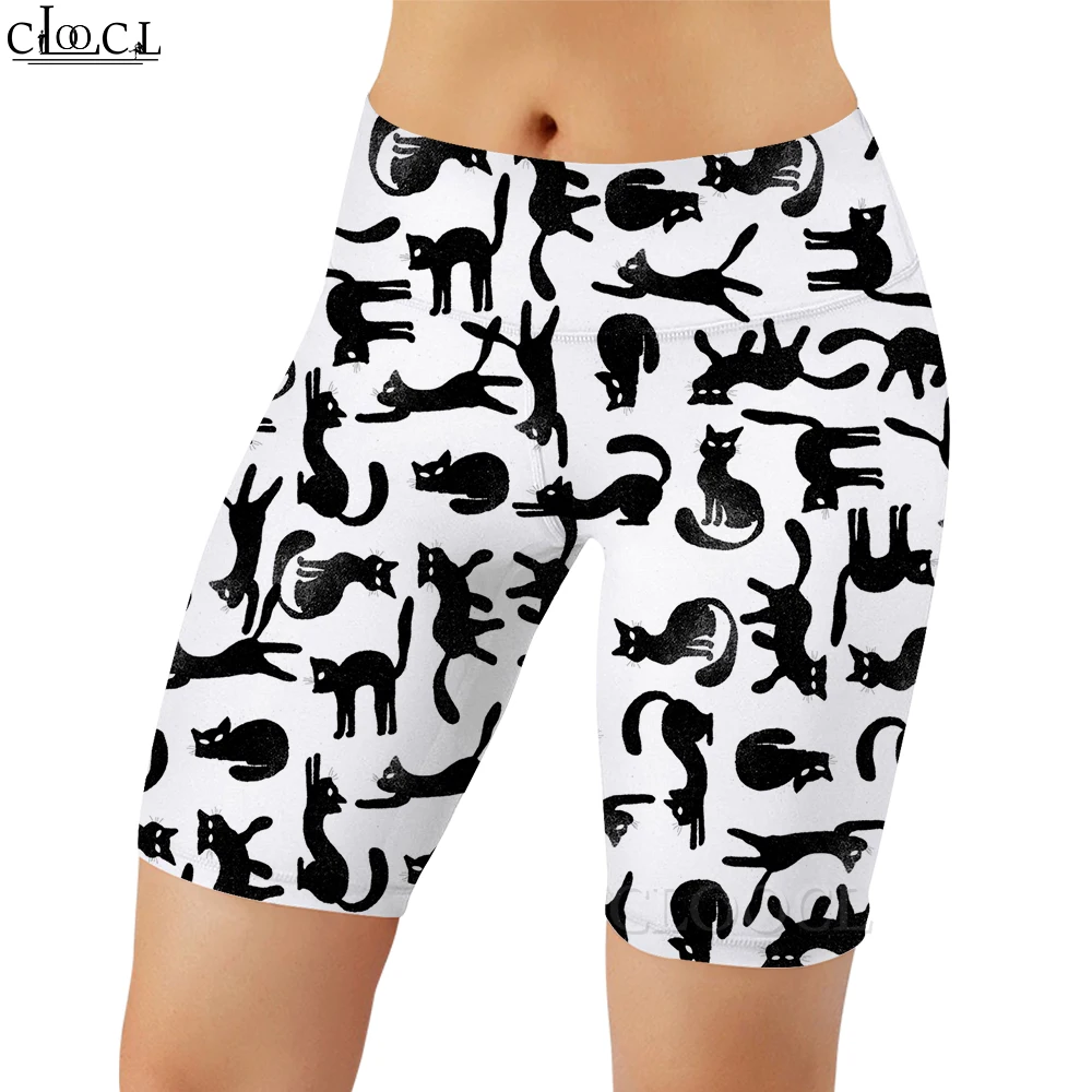 CLOOCL Fashion Women Legging Shorts Black Cats Pattern 3D Printed Casual Leggings Gym Training Sports Push-up Sexy Shorts