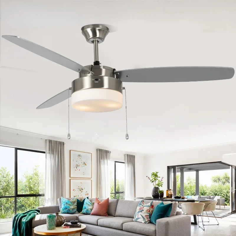 Modern Design 52 Inch Household 3 MDF Blades Low Noise Metal Ventilated Ceiling Fan with Light