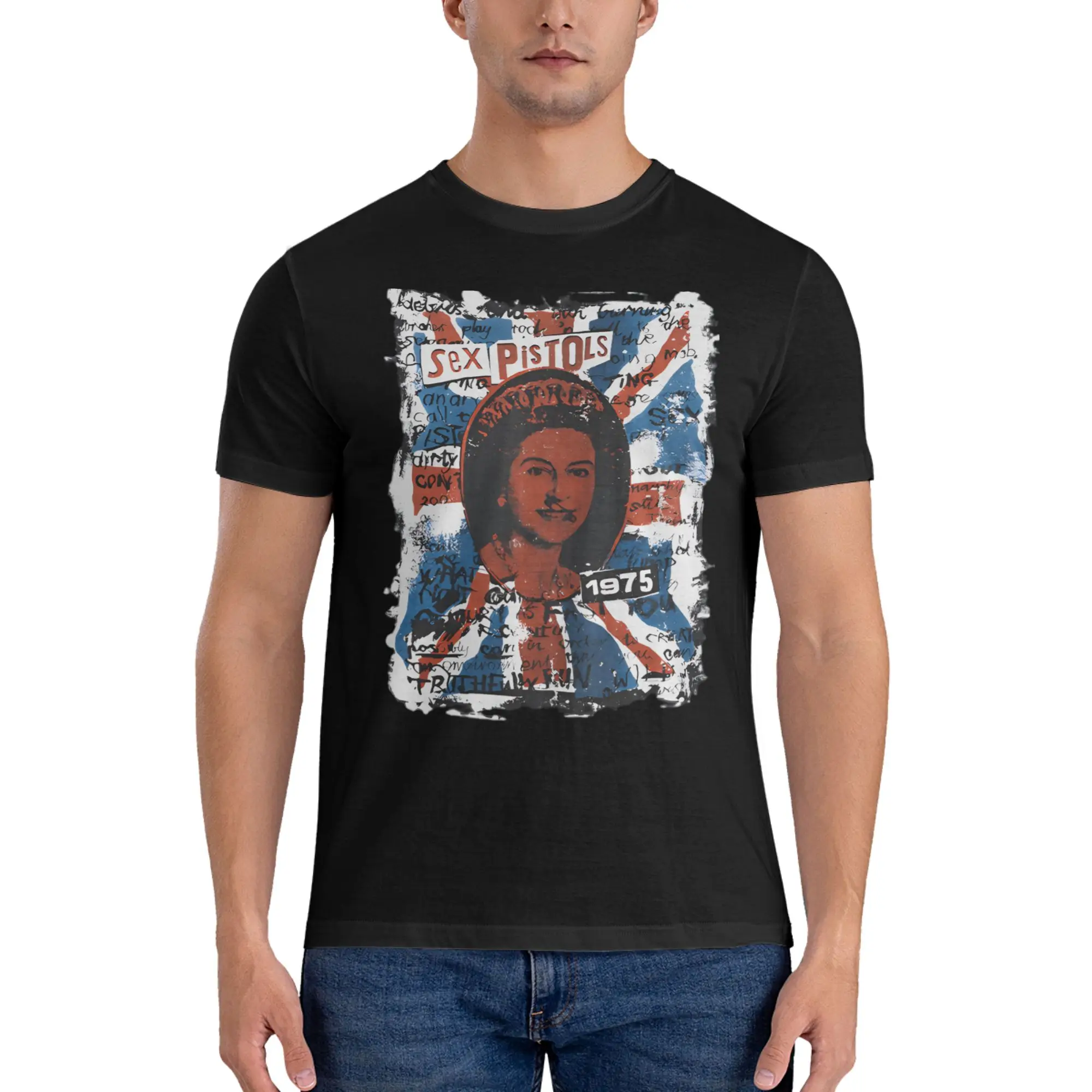 فاسق روك ريترو 80s فرقة الموسيقى أسطورة مسدسات الجنس تي شيرت القطن الخالص تي شيرت س الرقبة بلايز ملابس عادية قصيرة الأكمام