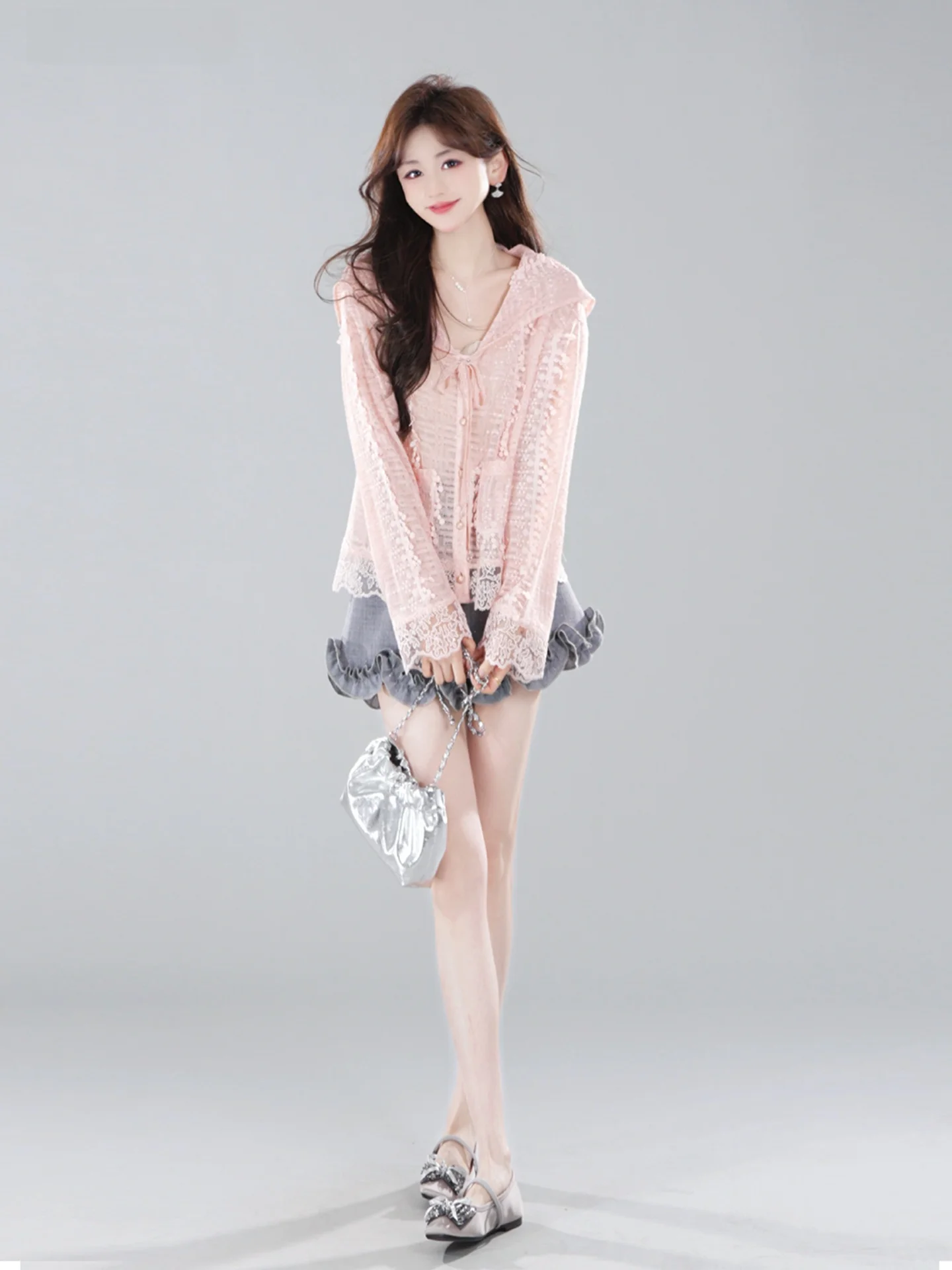 

Annelily Angel Light Luxury Soft Shirt Breathable Fashion Gentle Fragrance Women's Long Sleeve round Neck Casual Shirt