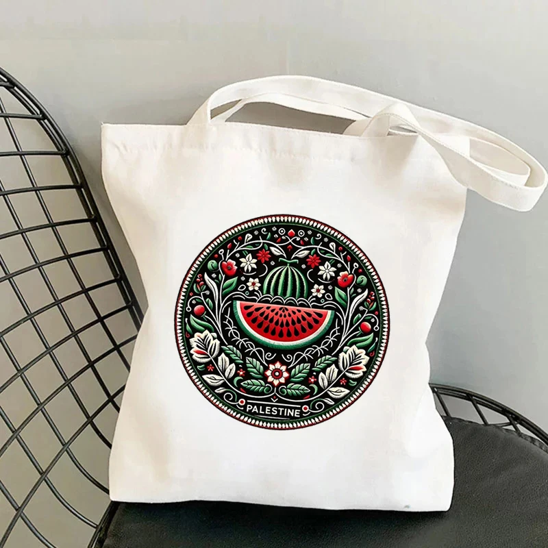 This Is Not A Watermelon Canvas Tote Bags Large Capacity Travel Shopping Supermarket Bag Fashion Simple Shoulder Bag Organizer