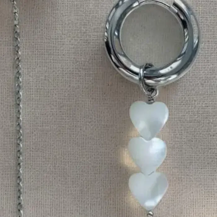 Retro New Trendy Geometric Stereo Heart-Shaped Earrings For Women Asymmetrical Imitation Pearl Earrings Punk Jewelry